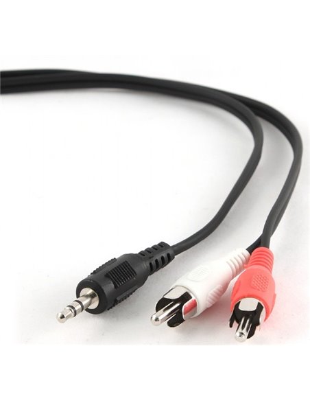 Аудио адаптер Cablexpert CCA-458/0.2, 3.5mm 3-pin (M) - 2x RCA (M), 0,2м, Чёрный