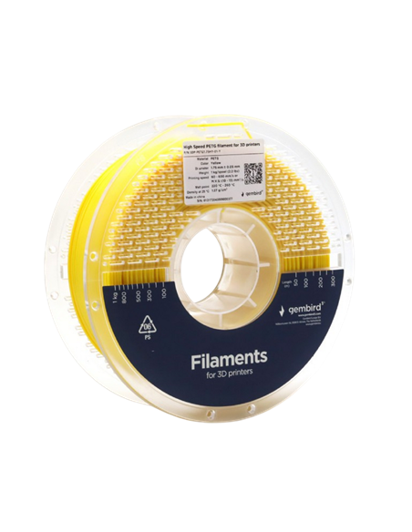 Filament pentru imprimantă 3D Gembird 3DP-PETG1.75HY-01-Y, PETG, Galben , 1.75 mm, 1kg