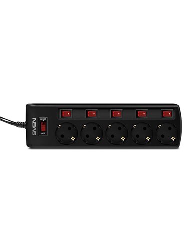 Prelungitor electric SVEN SF-05PL, 5 Prize, 3m, Negru