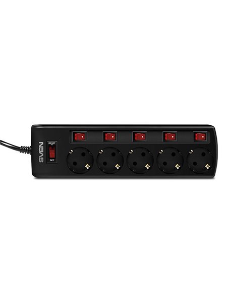 Prelungitor electric SVEN SF-05PL, 5 Prize, 3m, Negru