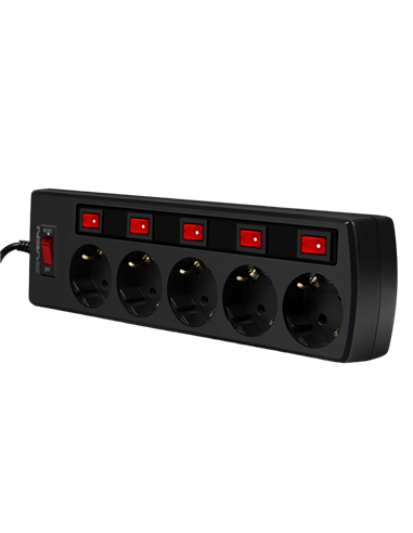 Prelungitor electric SVEN SF-05PL, 5 Prize, 3m, Negru