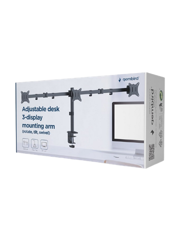 Suport birou pentru monitoare Gembird MA-D3-01, Negru