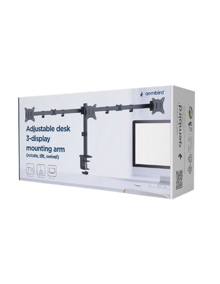 Suport birou pentru monitoare Gembird MA-D3-01, Negru