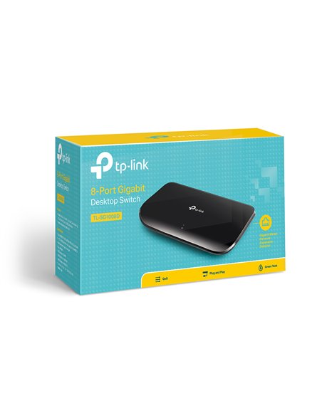 TP-LINK TL-SG1008D 8-port Gigabit Switch, 8 10/100/1000M RJ45 ports, plastic case