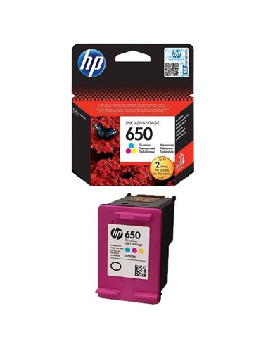 HP 650 (CZ102AE) Tri-Colour Ink Cartridge for DeskJet 2515/3515 AiO, 200 p.