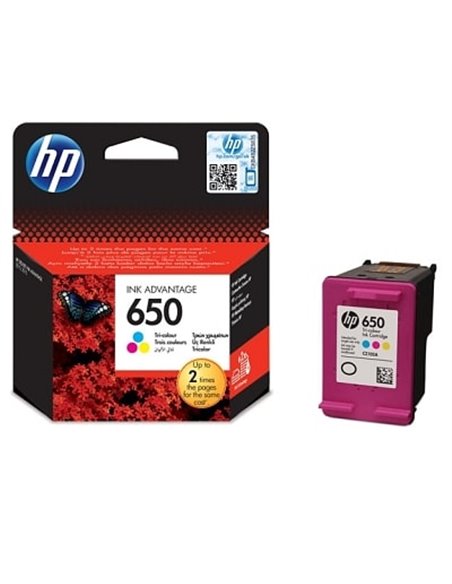 HP 650 (CZ102AE) Tri-Colour Ink Cartridge for DeskJet 2515/3515 AiO, 200 p.
