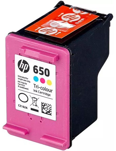 HP 650 (CZ102AE) Tri-Colour Ink Cartridge for DeskJet 2515/3515 AiO, 200 p.