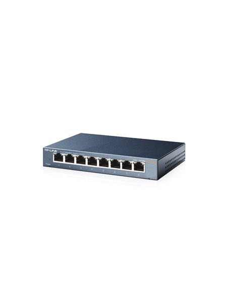 TP-LINK TL-SG108 8-port Gigabit Switch, 8 10/100/1000M RJ45 ports, steel case, QoS, IGMP Snooping