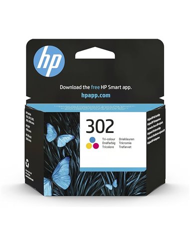 HP 302 (F6U65AE) Tri-color Original Ink Cartridge for HP DeskJet 1110 Printer,HP OfficeJet 3830/3636/5230,HP DeskJet 2130/363...