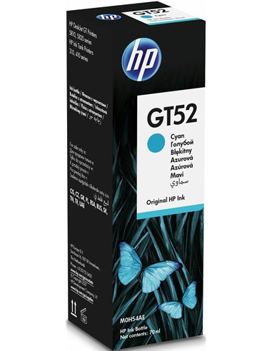 HP GT52 (M0H54AE) Cyan Original Ink Bottle (~8,000 pages), (for HP Ink Tank 115, HP Ink Tank 315/319, HP Ink Tank Wireless 41...