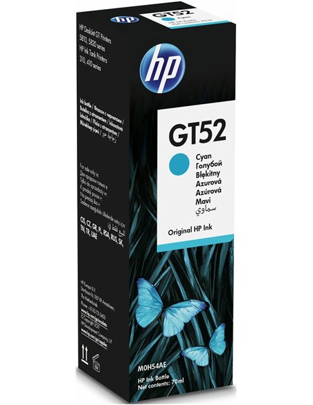 HP GT52 (M0H54AE) Cyan Original Ink Bottle (~8,000 pages), (for HP Ink Tank 115, HP Ink Tank 315/319, HP Ink Tank Wireless 41...