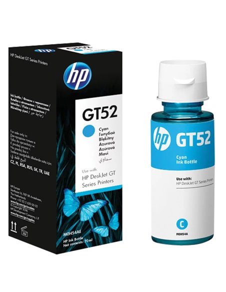 HP GT52 (M0H54AE) Cyan Original Ink Bottle (~8,000 pages), (for HP Ink Tank 115, HP Ink Tank 315/319, HP Ink Tank Wireless 41...