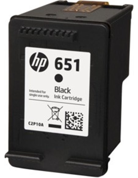 HP 651 (C2P10AE) Black Ink Cart for HP Deskjet Ink Advantage 5575 , HP DeskJet Ink Advantage 5645, 600p.