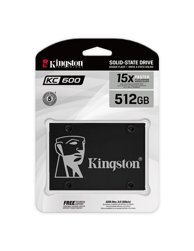 2.5” SSD 512GB Kingston KC600, SATAIII,SeqReads: 550MB/s, SeqWrites: 520MB/s, Max Random 4k Read: 90000 IOPS/ Write: 80000 I...