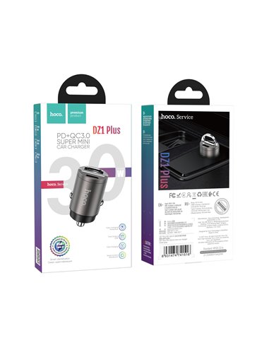 USB автомобильное зарядное устройство HOCO DZ1 PLUS / 2 x USB charger, Total output: 5V/4.8A / up to PD3.0 / QC3.0 / Super mi...