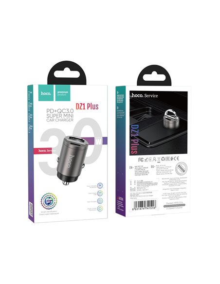 Incarcator auto USB HOCO DZ1 PLUS / 2 x USB charger, Total output: 5V/4.8A / up to PD3.0 / QC3.0 / Super mini car charger / S...