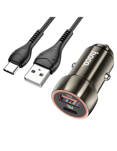USB автомобильное зарядное устройство HOCO Z46 Blue shield / 1 x USB / Total output: 38W / up to PD3.0 / QC3.0 / Black