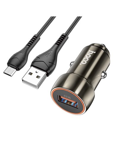 USB автомобильное зарядное устройство HOCO Z46 Blue shield / 1 x USB / Total output: 38W / up to PD3.0 / QC3.0 / Black