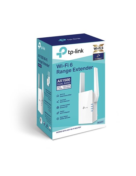 Усилитель сети TP-LINK RE505X / AC1500 Dual Band / Wi-Fi6 / 1 Gigabit Lan Port / 2 external antennas