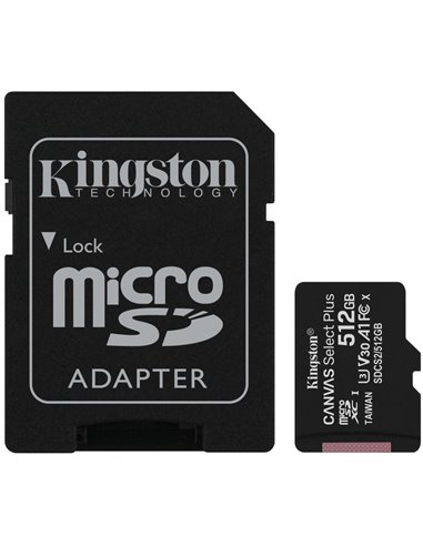 Card de memorie microSD 512GB Kingston Canvas Select Plus, 100MBps, + SD adapter