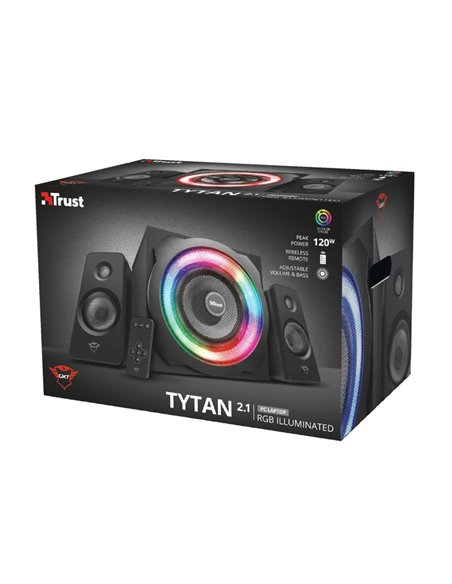 Игровые Колонки 2.1 Trust GXT 629 Tytan, Black / 120W / 3,5 AUX / RGB Illuminated