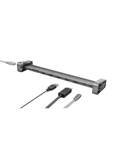 Многопортовый Адаптер Trust Dalyx/ USB-С/ 4xUSB-A/ 2xUSB-C/ HDMI/ RJ45/ SD/ microSD