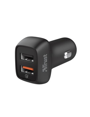 USB Car Charger - Trust Qmax 30W Ultra-Fast Dual USB Car Charger with QC3.0, Fast-charge with up to 12W power or ultra-fast c...