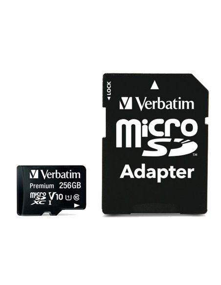 Card de memorie microSDXC 256GB Verbatim Premium, 90MB/s, + SD adapter