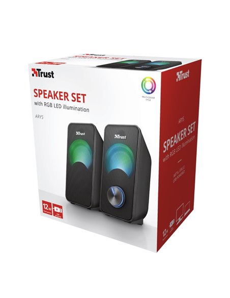 Boxe 2.0 Trust Arys RGB Compact Black / 12W / 3,5 AUX / USB power