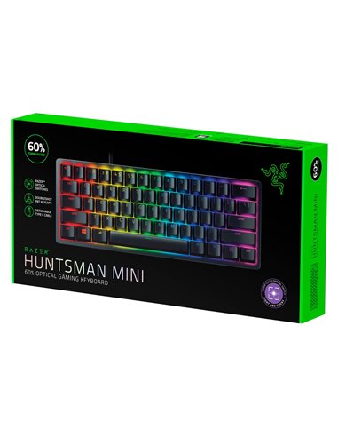 RAZER Huntsman Mini Gaming Keyboard, 60% Form Factor, Clicky Optical Switch - Red, Doubleshot PBT Keycaps With Side-Printed S...