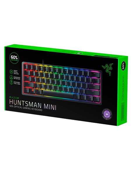 RAZER Huntsman Mini Gaming Keyboard, 60% Form Factor, Clicky Optical Switch - Red, Doubleshot PBT Keycaps With Side-Printed S... RAZER Huntsman Mini Gaming Keyboard, 60% Form Factor, Clicky Optical Switch - Red, Doubleshot PBT Keycaps With Side-Printed S...