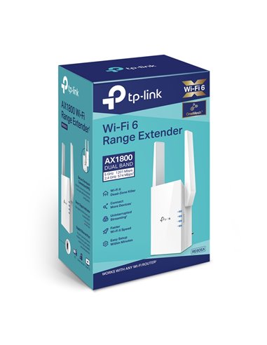 Усилитель сети TP-LINK RE605X / AC1800 Dual Band / Wi-Fi6 / 1 Gigabit Lan Port / 2 external antennas