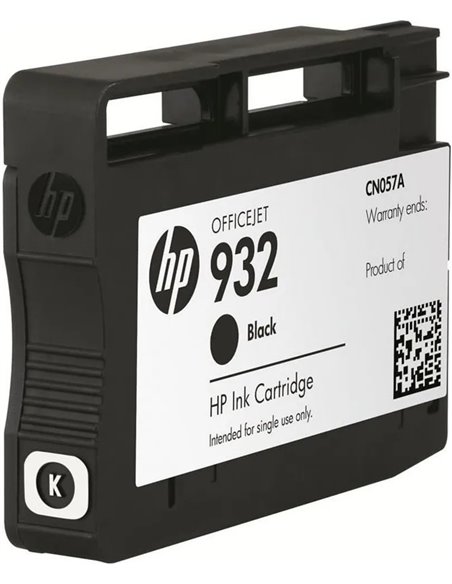 HP 932 (CN057AE) Black Original Cartridge, for HP Officejet 6100 ePrinter, HP OfficeJet 7612 e-All-in-One, HP Officejet 6700...