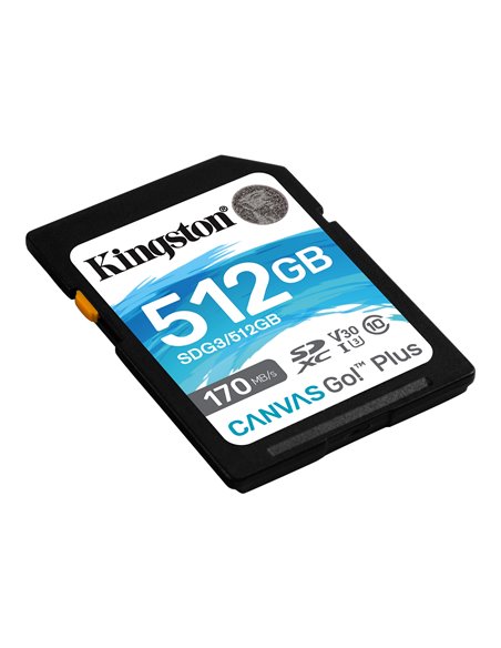 Карта памяти SD 512GBKingston Canvas Go! Plus, 170MB/s