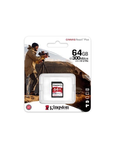 Card de memorie SD 64GB V90 Kingston Canvas React Plus, 300MB/s, UHS-II
