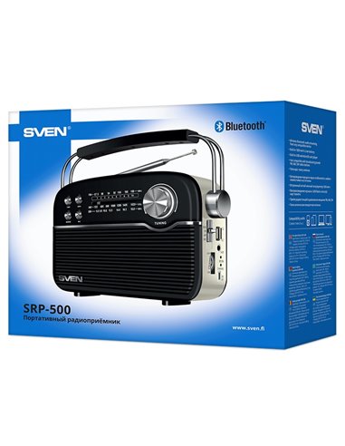 Колонка Портативная SVEN SRP-500, Black / 3W / Bluetooth / FM/AM/SW Radio / USB / microSD
