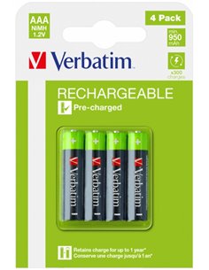 Аккумуляторные батареи Verbatim AAA/ HR03 950 mAh, 4 Pack