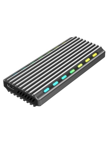 USB enclosure for M.2 NVMe drives, USB 3.1 gen 2 (10 Gbps), RGB LED backlight, aluminum, support: M.2 of 22 mm 2230, 2242, 22...