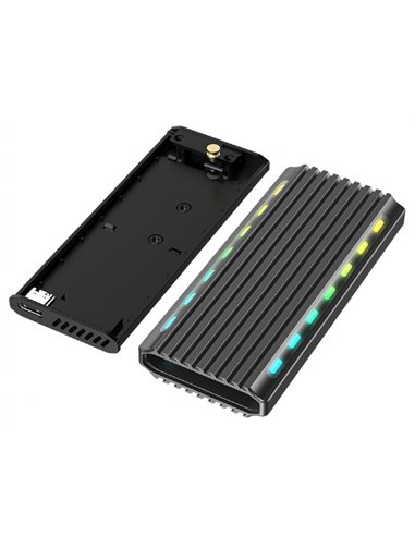 USB enclosure for M.2 NVMe drives, USB 3.1 gen 2 (10 Gbps), RGB LED backlight, aluminum, support: M.2 of 22 mm 2230, 2242, 22...