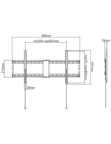 TV-Wall Mount for 43 -90”- Gembird ”WM-90T-01”, Tilt, max. 70 kg, Distance TV to Wall: 49 mm, max. VESA 800 x 400, Black