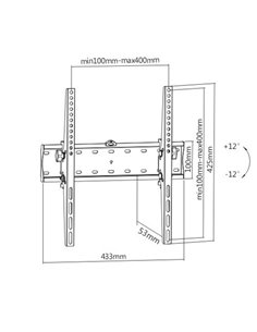 TV-Wall Mount for 32-55”- Gembird ”WM-55T-02”, Tilt, max. 40 kg, Distance TV to Wall: 53 mm, max. VESA 400 x 400, Black 2