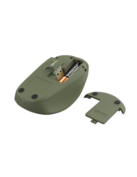 Wireless Silent Mouse Trust Yvi + Eco / 8m 2.4GHz Micro receiver / 1600dpi / Green