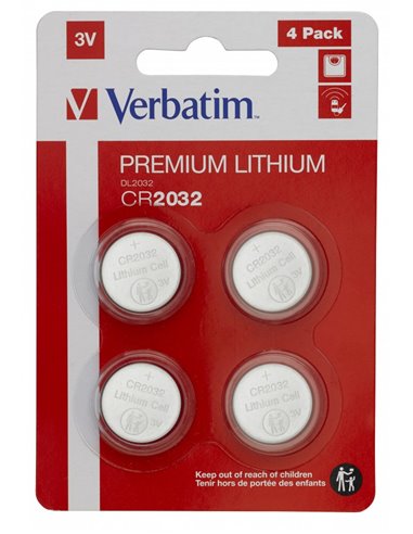 Литиевая батарейка Verbatim CR2032 3V, 4 Pack