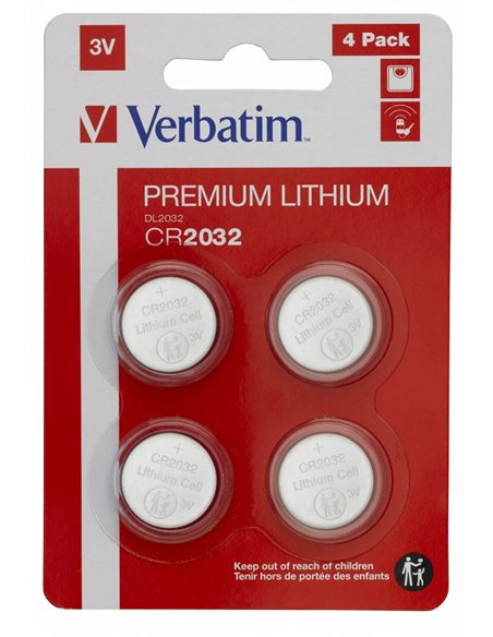 Литиевая батарейка Verbatim CR2032 3V, 4 Pack