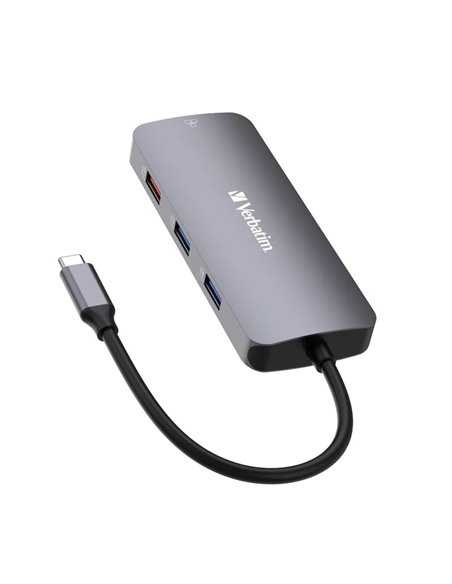 Многопортовый Адаптер Verbatim CMH-09/ USB-С/ 2xUSB-A 3.2/ 1xUSB-A 3.2(Gen 2)/ 2xUSB-C 3.2(Gen 2)/ HDMI/ RJ45/ SD/ microSD