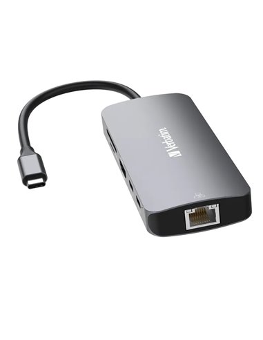 Многопортовый Адаптер Verbatim CMH-09/ USB-С/ 2xUSB-A 3.2/ 1xUSB-A 3.2(Gen 2)/ 2xUSB-C 3.2(Gen 2)/ HDMI/ RJ45/ SD/ microSD