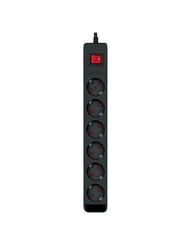 Surge Protector SVEN Optima / 6 Sockets with children protection / 3m / Wall mountable / Black