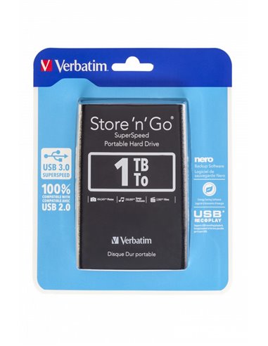 2.5” HDD Extern Verbatim Store 'n' Go G1 / USB3.0 / 1.0TB / Black