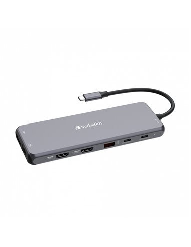 Adaptor Multiport Verbatim CMH-13/ USB-С/ 3xUSB-A 3.2/ 1xUSB-A 3.2(Gen2)/ 2xUSB-A/ 2xUSB-C/ 2xHDMI/ 1xDP/ RJ45