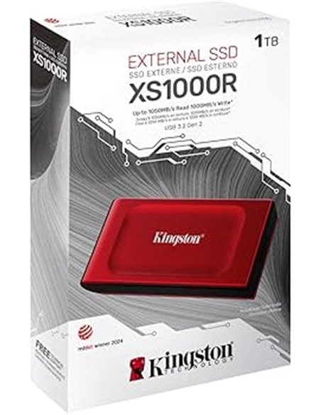 Портативный накопитель SSD Kingston XS1000 Red, 1ТБ, USB 3.2 Gen 2